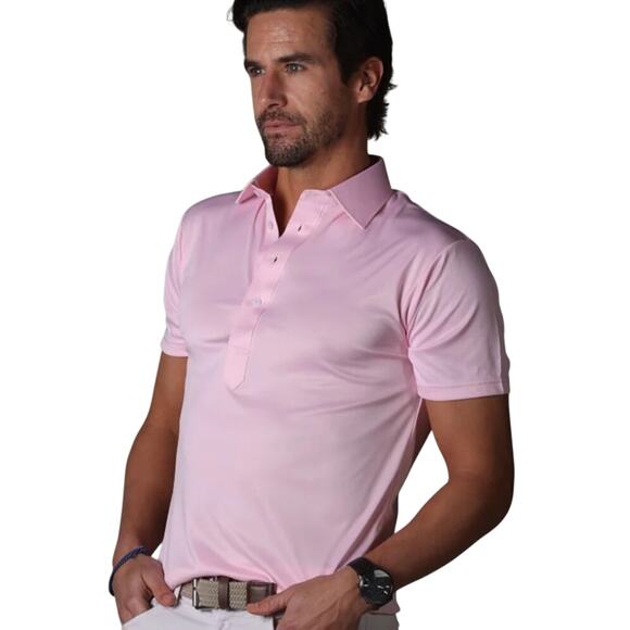 Collars & Co. Semi-spread Collar Polo, Pink Size medium NEW - Picture 1 of 10
